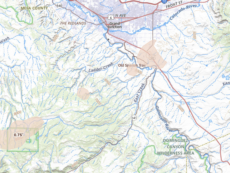 Radar-estimated hail-size map of the storm over Whitewater, CO on Jun 26, 2026