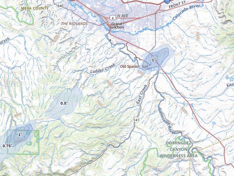 NEXRAD radar-signature map of the hail storm over Whitewater, CO on Jun 26, 2026
