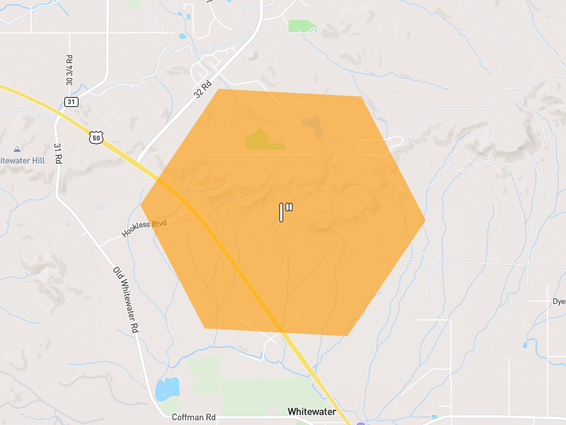 Hail map of Whitewater, CO on Jun 26, 2026, hail up to 1"