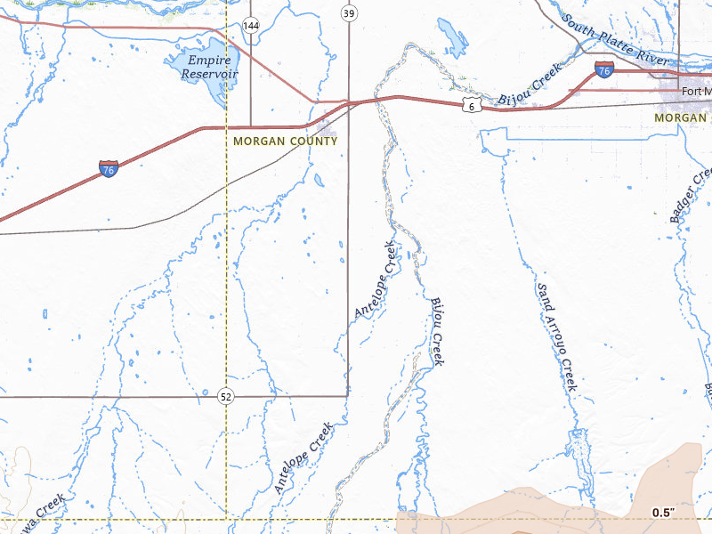 Radar-estimated hail-size map of the storm over Wiggins, CO on Jun 1, 2026