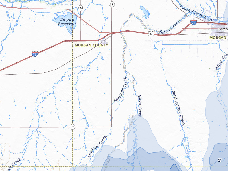 NEXRAD radar-signature map of the hail storm over Wiggins, CO on Jun 1, 2026