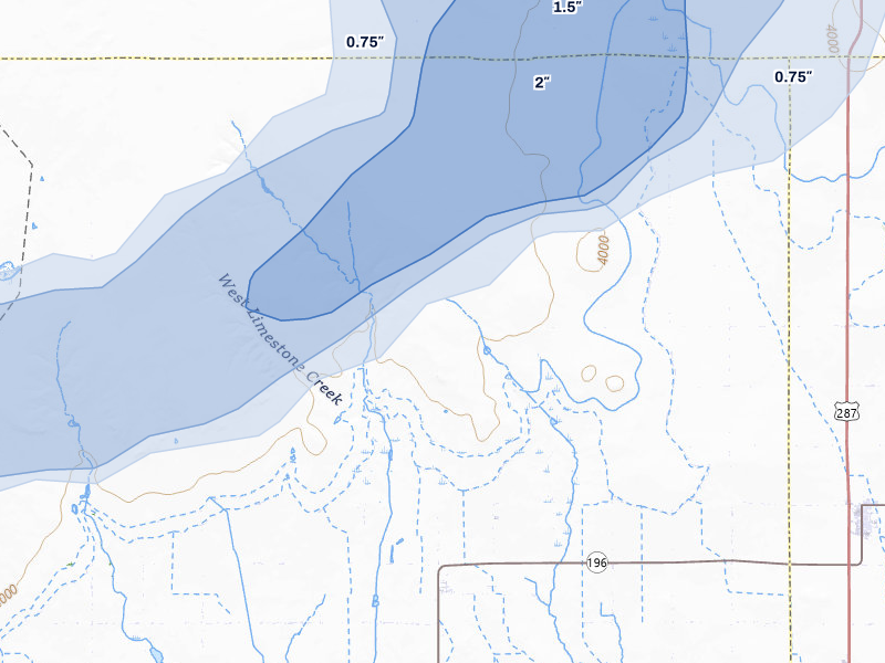 NEXRAD radar-signature map of the hail storm over Wiley, CO on Jul 23, 2026