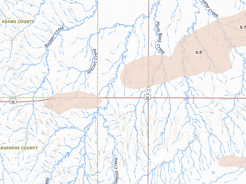 Radar-estimated hail-size map of the storm over Woodrow, CO
