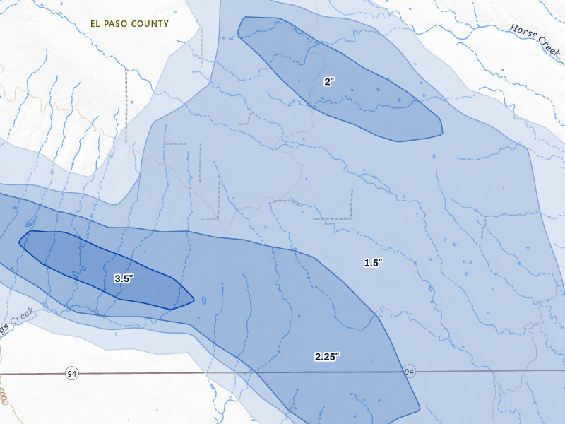 NEXRAD radar-signature map of the hail storm over Yoder, CO on Jul 28, 2026