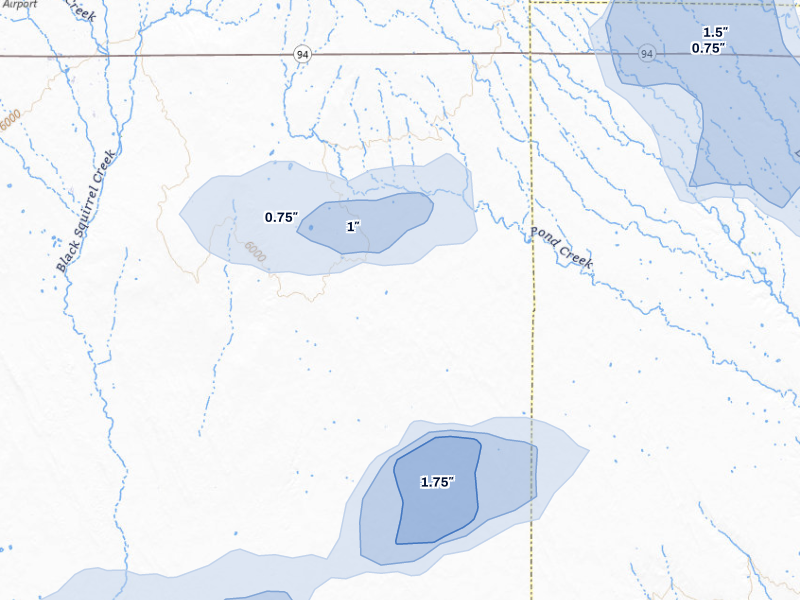 NEXRAD radar-signature map of the hail storm over Yoder, CO on Aug 23, 2026
