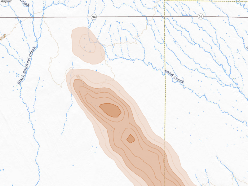 Radar-estimated hail-size map of the storm over Yoder, CO