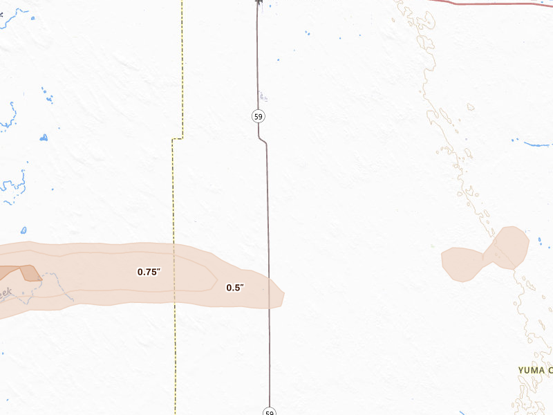 Radar-estimated hail-size map of the storm over Yuma, CO