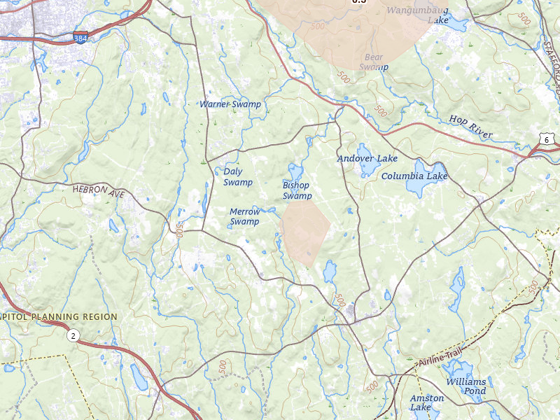 Radar-estimated hail-size map of the storm over Andover, CT on Jul 1, 2026