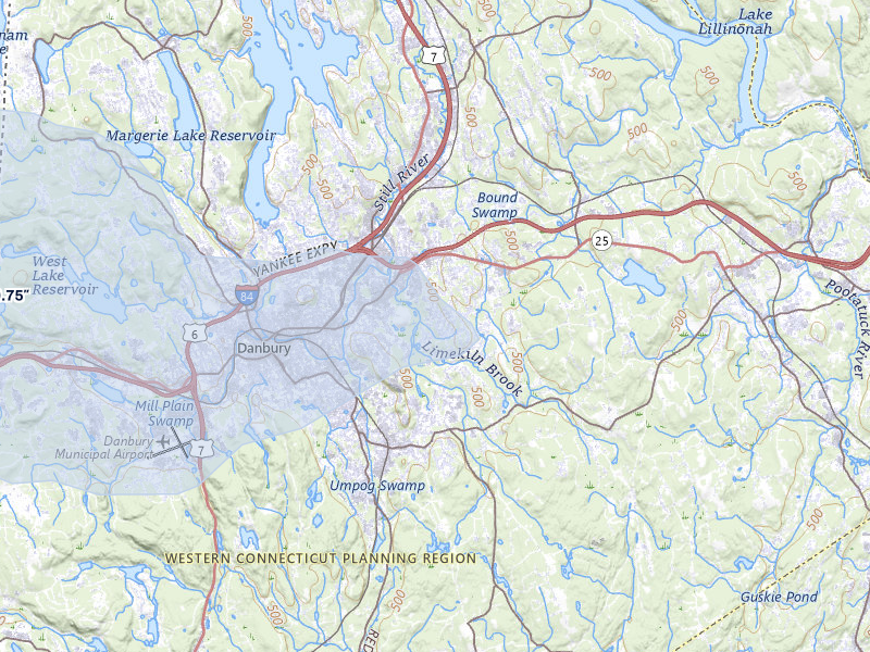 NEXRAD radar-signature map of the hail over Bethel, CT