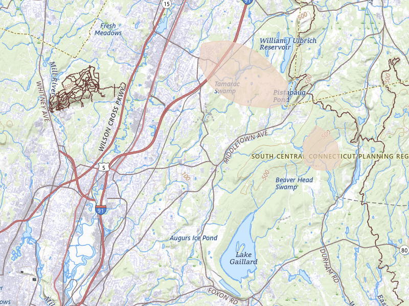 Radar-estimated hail-size map of the storm over Northford, CT on Jul 4, 2026