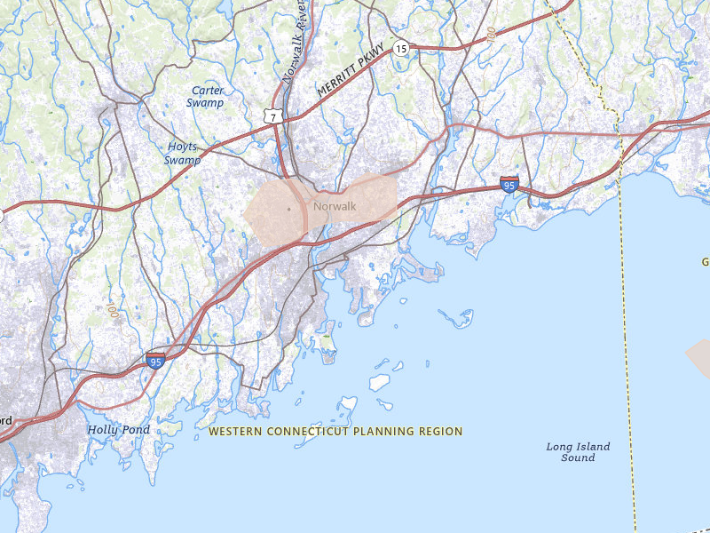 Radar-estimated hail-size map of the storm over Norwalk, CT on Jul 21, 2026