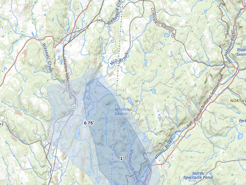 NEXRAD radar-signature map of the hail storm over Sharon, CT on Jun 30, 2026