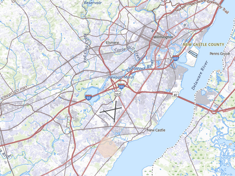 Radar-estimated hail-size map of the storm over New Castle, DE on Jul 21, 2026