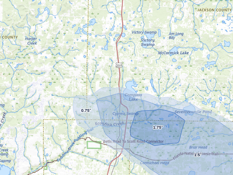 NEXRAD radar-signature map of the hail storm over Alford, FL on Jun 30, 2026