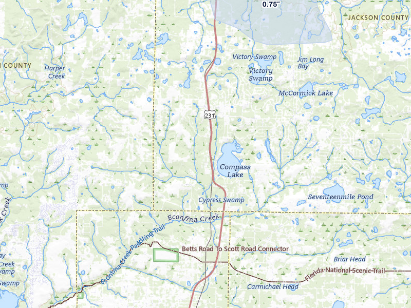 NEXRAD radar-signature map of the hail storm over Alford, FL on Jul 10, 2026