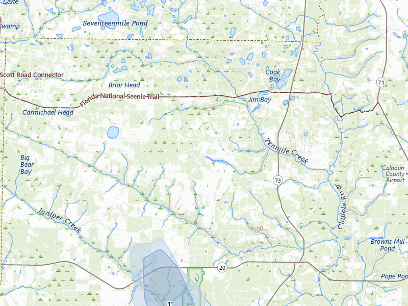 NEXRAD radar-signature map of the hail storm over Altha, FL on Jul 30, 2026