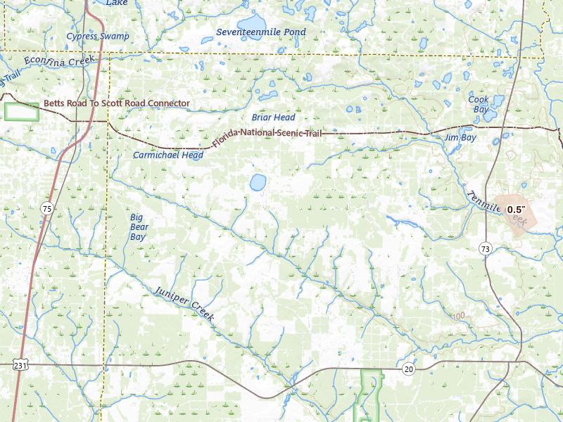 Radar-estimated hail-size map of the storm over Altha, FL on Jul 31, 2026
