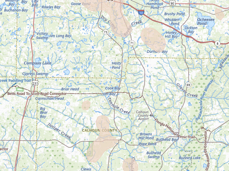 Radar-estimated hail-size map of the storm over Altha, FL on Aug 18, 2026