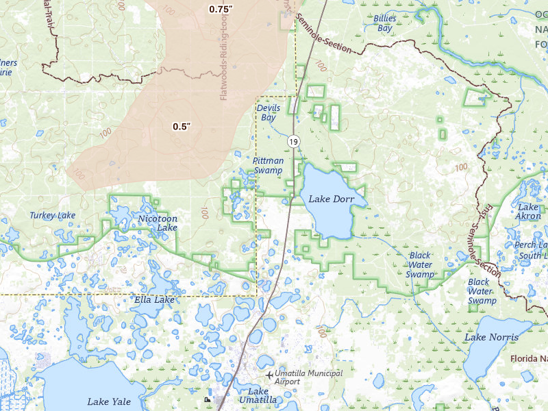 Radar-estimated hail-size map of the storm over Altoona, FL on May 23, 2026
