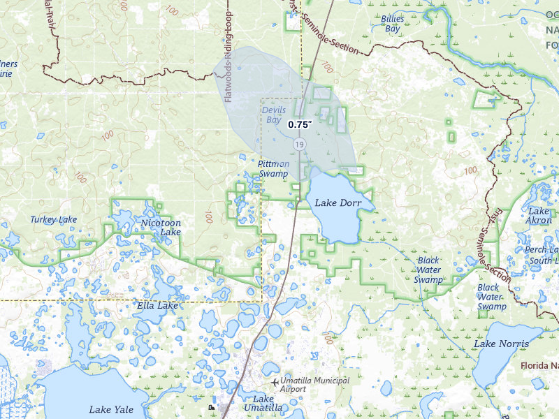 NEXRAD radar-signature map of the hail storm over Altoona, FL on Jul 8, 2026