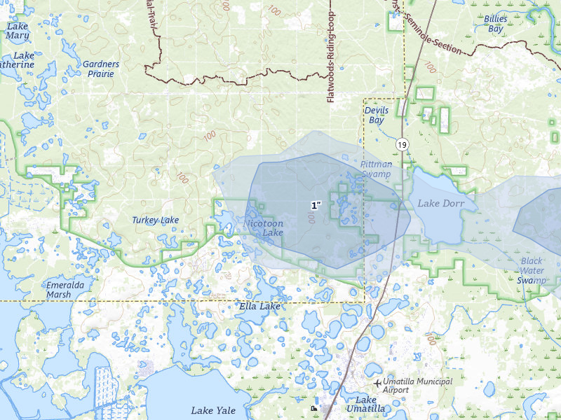 NEXRAD radar-signature map of the hail storm over Altoona, FL on Aug 19, 2026