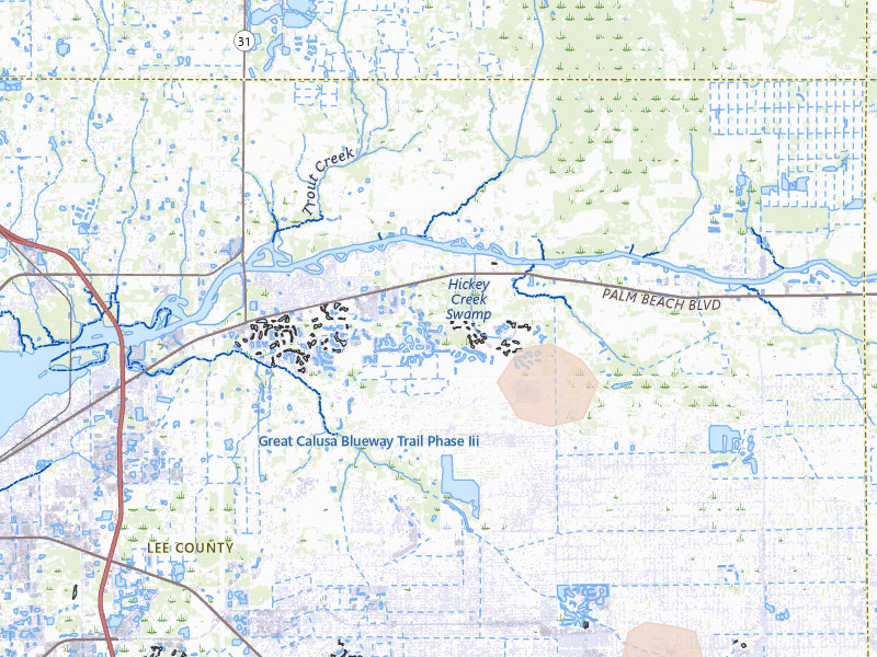 Radar-estimated hail-size map of the storm over Alva, FL on Jun 24, 2026