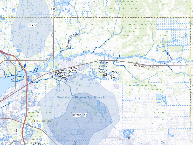 NEXRAD radar-signature map of the hail storm over Alva, FL on Jun 26, 2026