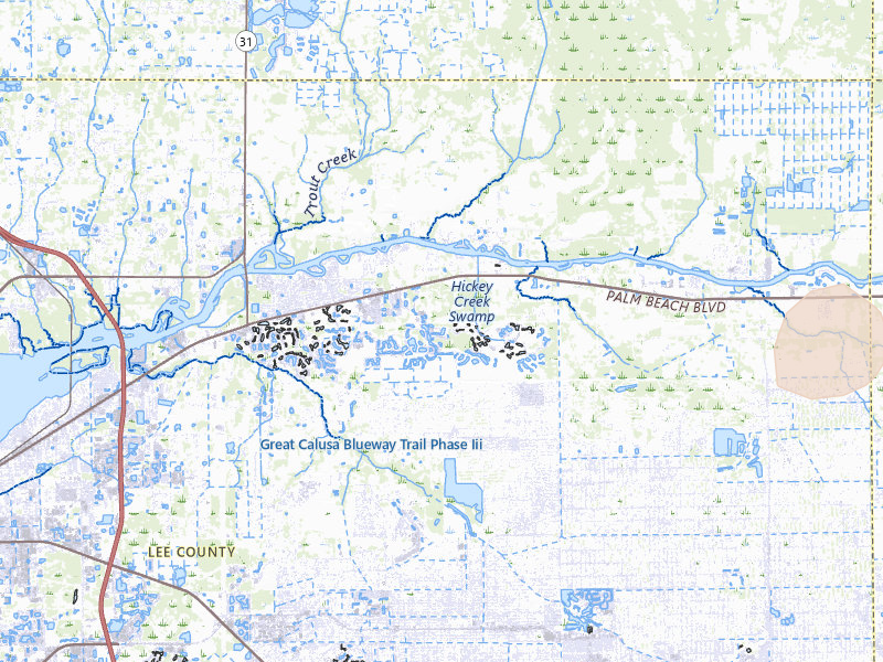 Radar-estimated hail-size map of the storm over Alva, FL on Jul 17, 2026