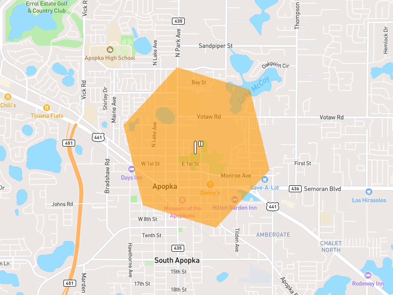 Hail map of Apopka, FL on Jun 29, 2026, hail up to 1"