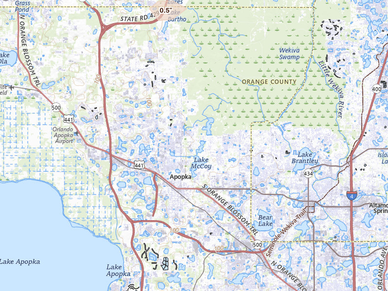 Radar-estimated hail-size map of the storm over Apopka, FL on Jul 7, 2026