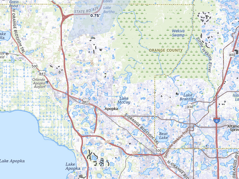 NEXRAD radar-signature map of the hail storm over Apopka, FL on Jul 8, 2026