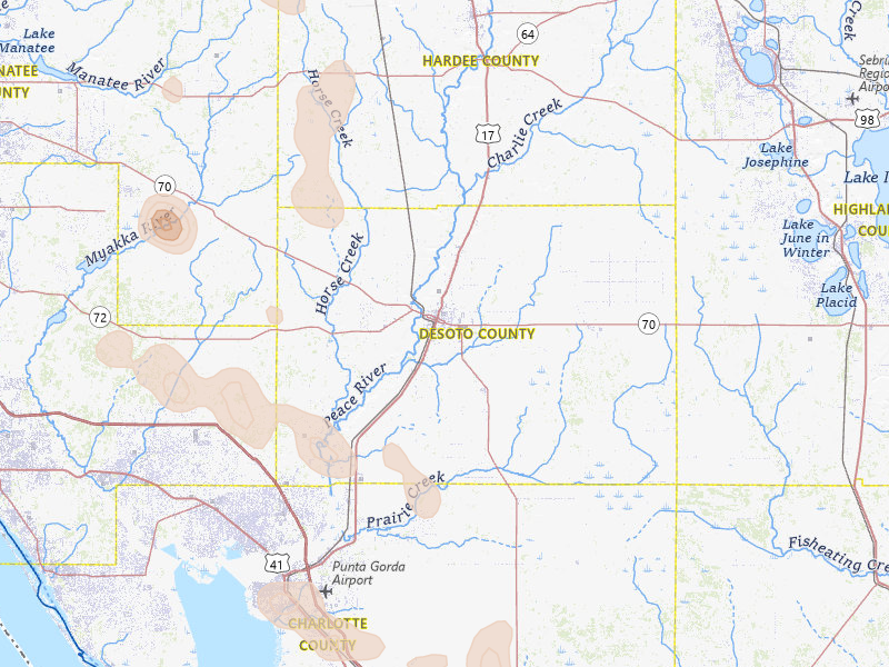 Radar-estimated hail-size map of the storm over Arcadia, FL on Mar 5, 2026