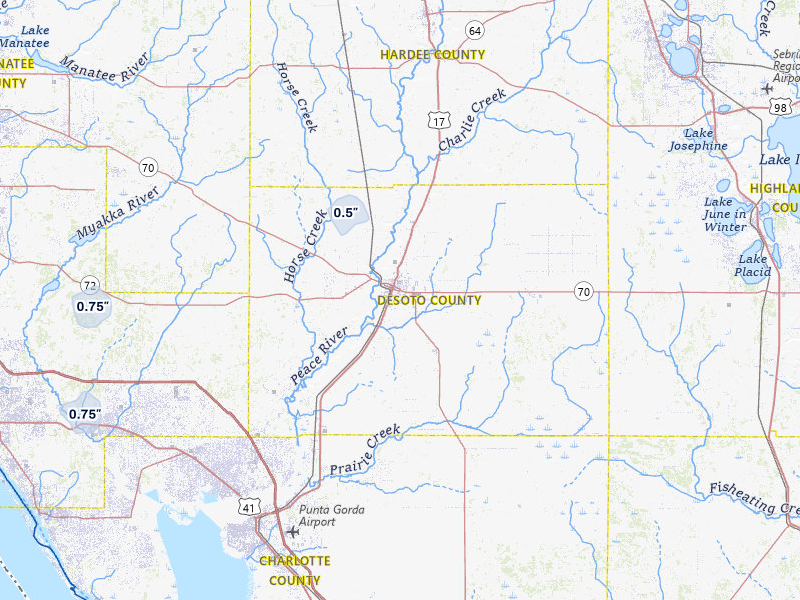 NEXRAD radar-signature map of the hail storm over Arcadia, FL on Apr 2, 2026
