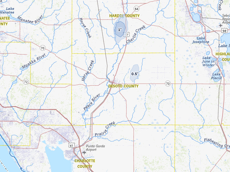 NEXRAD radar-signature map of the hail storm over Arcadia, FL on May 15, 2026