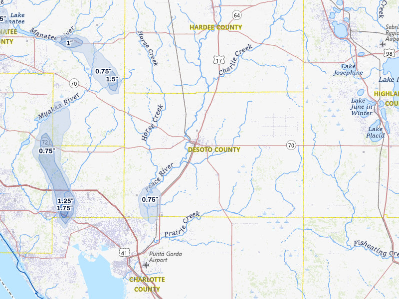 NEXRAD radar-signature map of the hail storm over Arcadia, FL on Jun 30, 2026