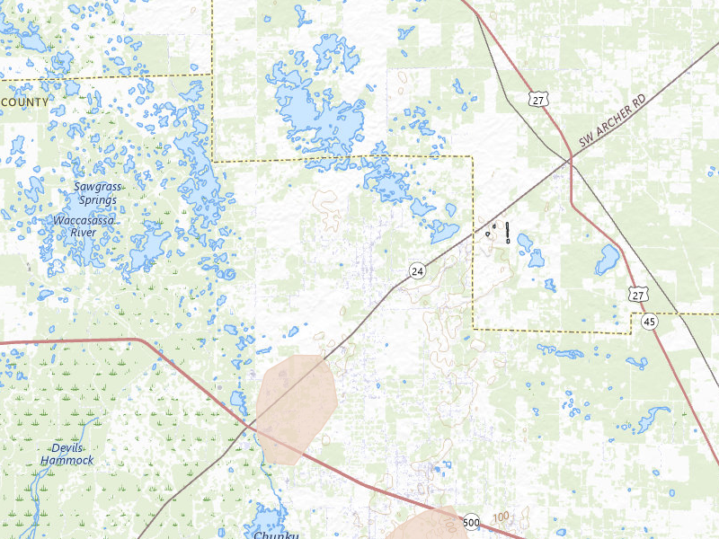 Radar-estimated hail-size map of the storm over Archer, FL on Jun 30, 2026