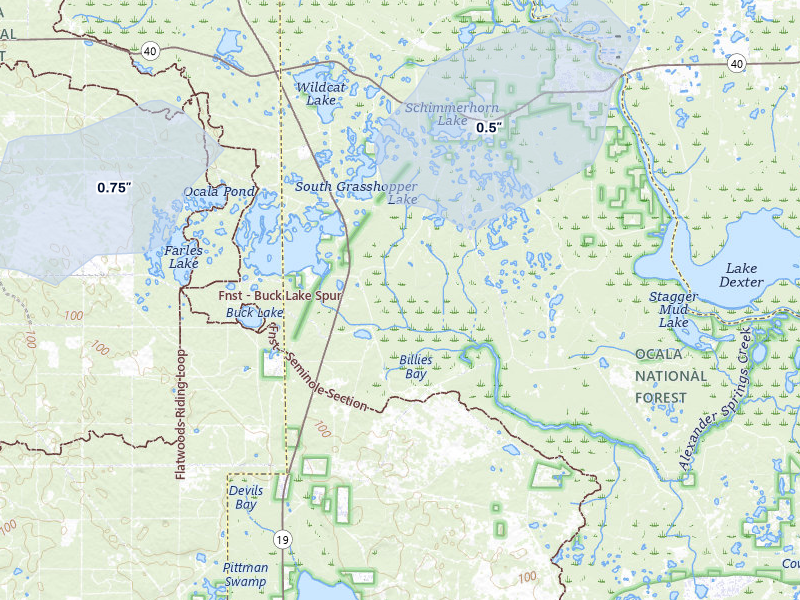 NEXRAD radar-signature map of the hail storm over Astor, FL on Jul 12, 2026