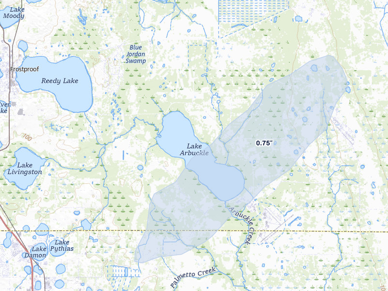 NEXRAD radar-signature map of the hail storm over Avon Park, FL on Mar 16, 2026