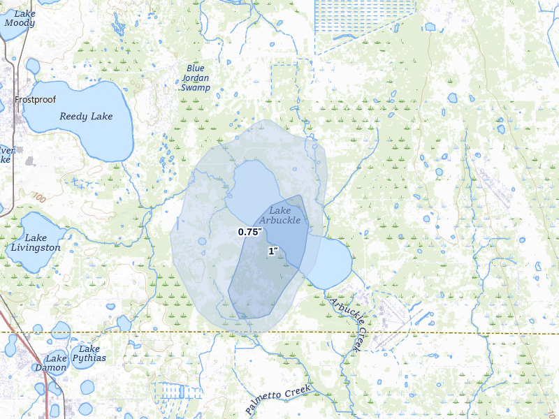 NEXRAD radar-signature map of the hail storm over Avon Park, FL on Jun 27, 2026
