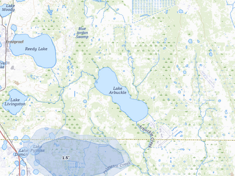 NEXRAD radar-signature map of the hail storm over Avon Park, FL on Jul 7, 2026