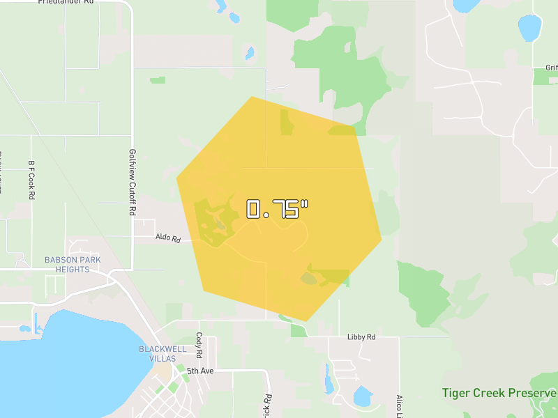 Hail map of Babson Park, FL on Jul 26, 2026, hail up to 0.75"