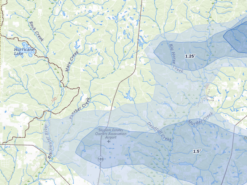 NEXRAD radar-signature map of the hail storm over Baker, FL on May 7, 2026