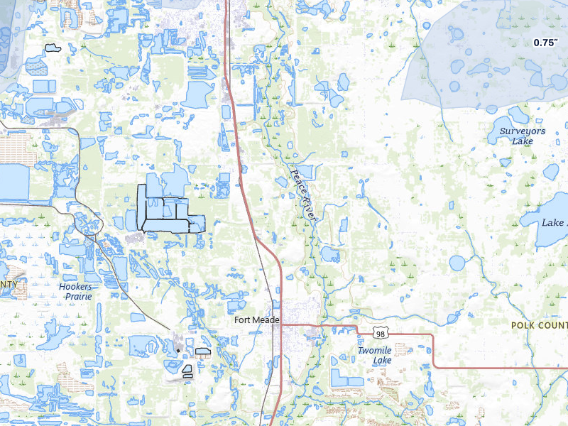 NEXRAD radar-signature map of the hail storm over Bartow, FL on Jul 6, 2026