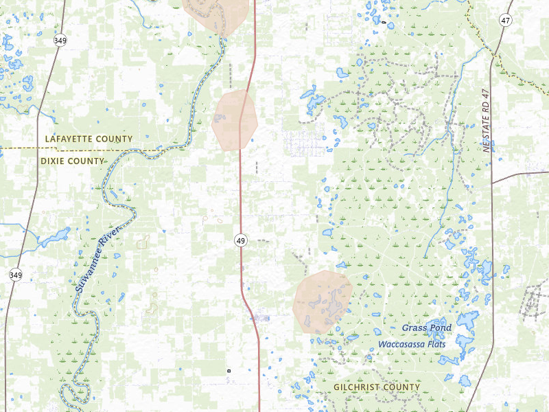 Radar-estimated hail-size map of the storm over Bell, FL on May 16, 2026