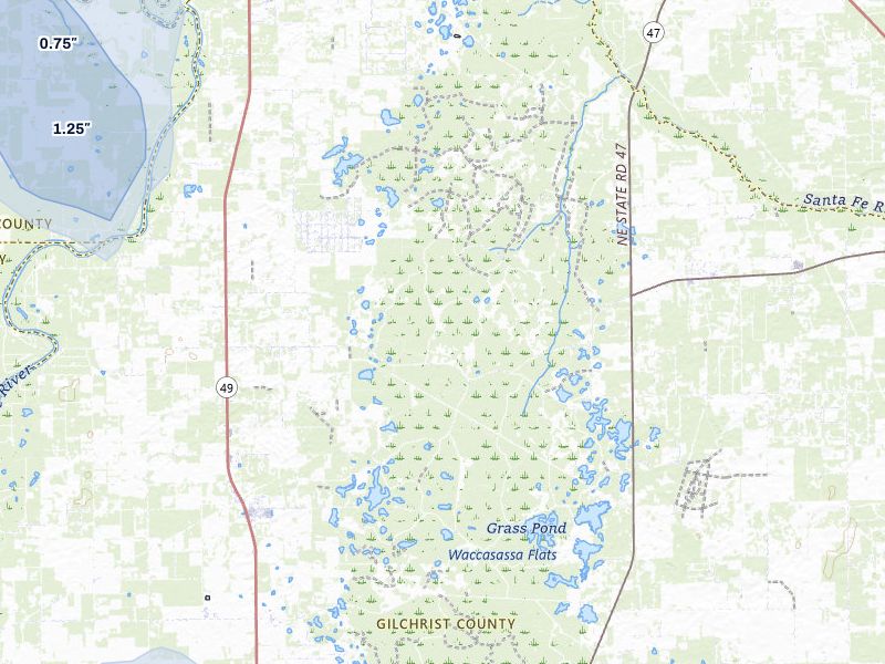 NEXRAD radar-signature map of the hail storm over Bell, FL on Aug 9, 2026