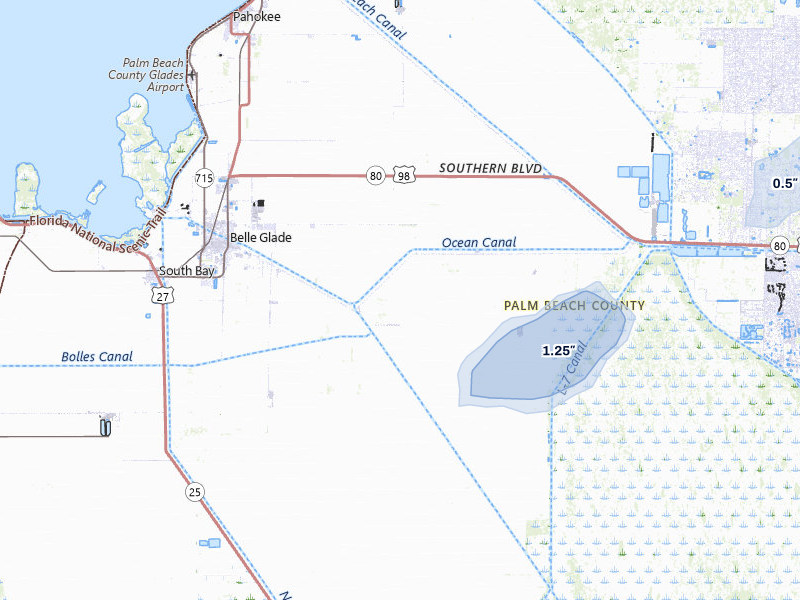 NEXRAD radar-signature map of the hail storm over Belle Glade, FL on May 31, 2026