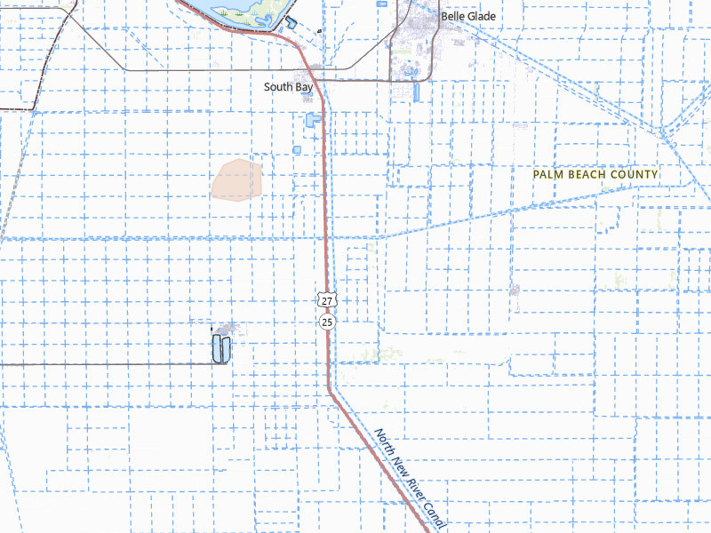 Radar-estimated hail-size map of the storm over Belle Glade, FL on Aug 23, 2026