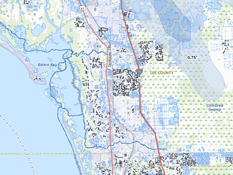 NEXRAD radar-signature map of the hail storm over Bonita Springs, FL on Apr 2, 2026