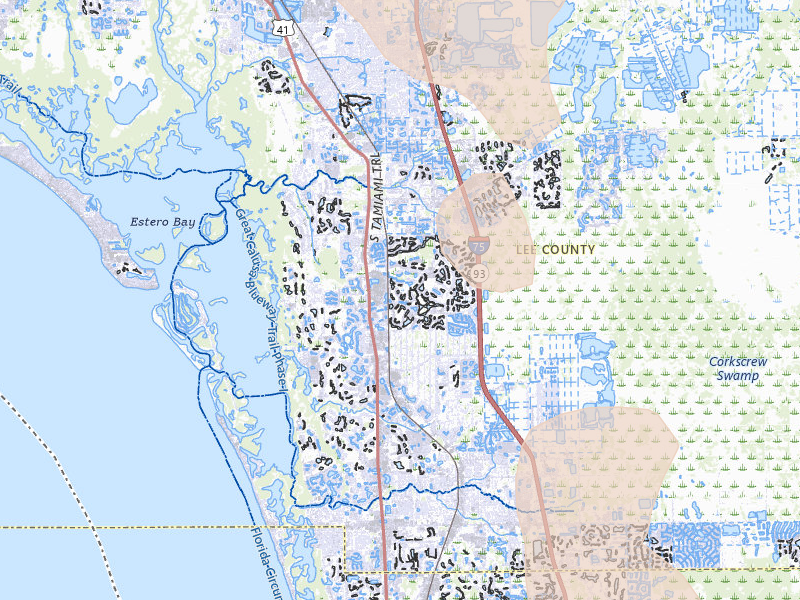 Radar-estimated hail-size map of the storm over Bonita Springs, FL on Jul 9, 2026