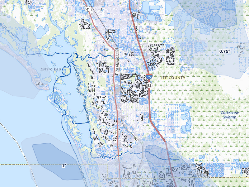 NEXRAD radar-signature map of the hail storm over Bonita Springs, FL on Jul 10, 2026